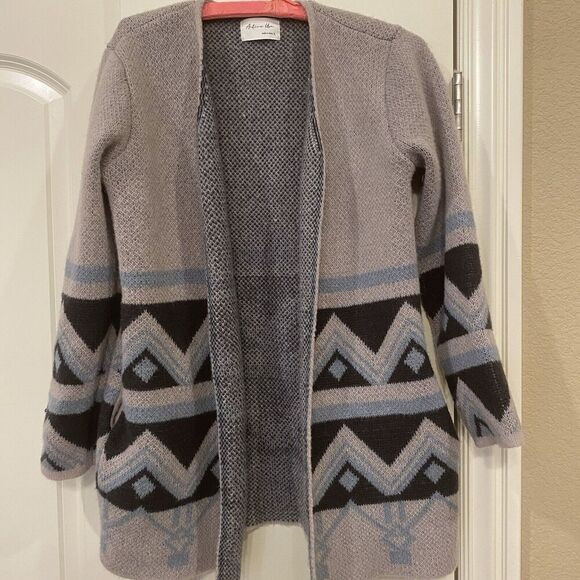 Unbranded Sweaters - Aztec Print Beige Womens Cardigan with Pockets, Size Large